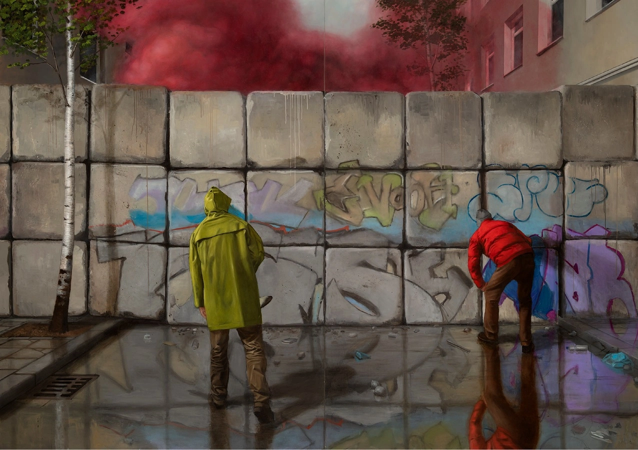 Christian Thoelke, „Wall“, 250x360cm, 2 Teile, Öl auf Leinwand, 2021